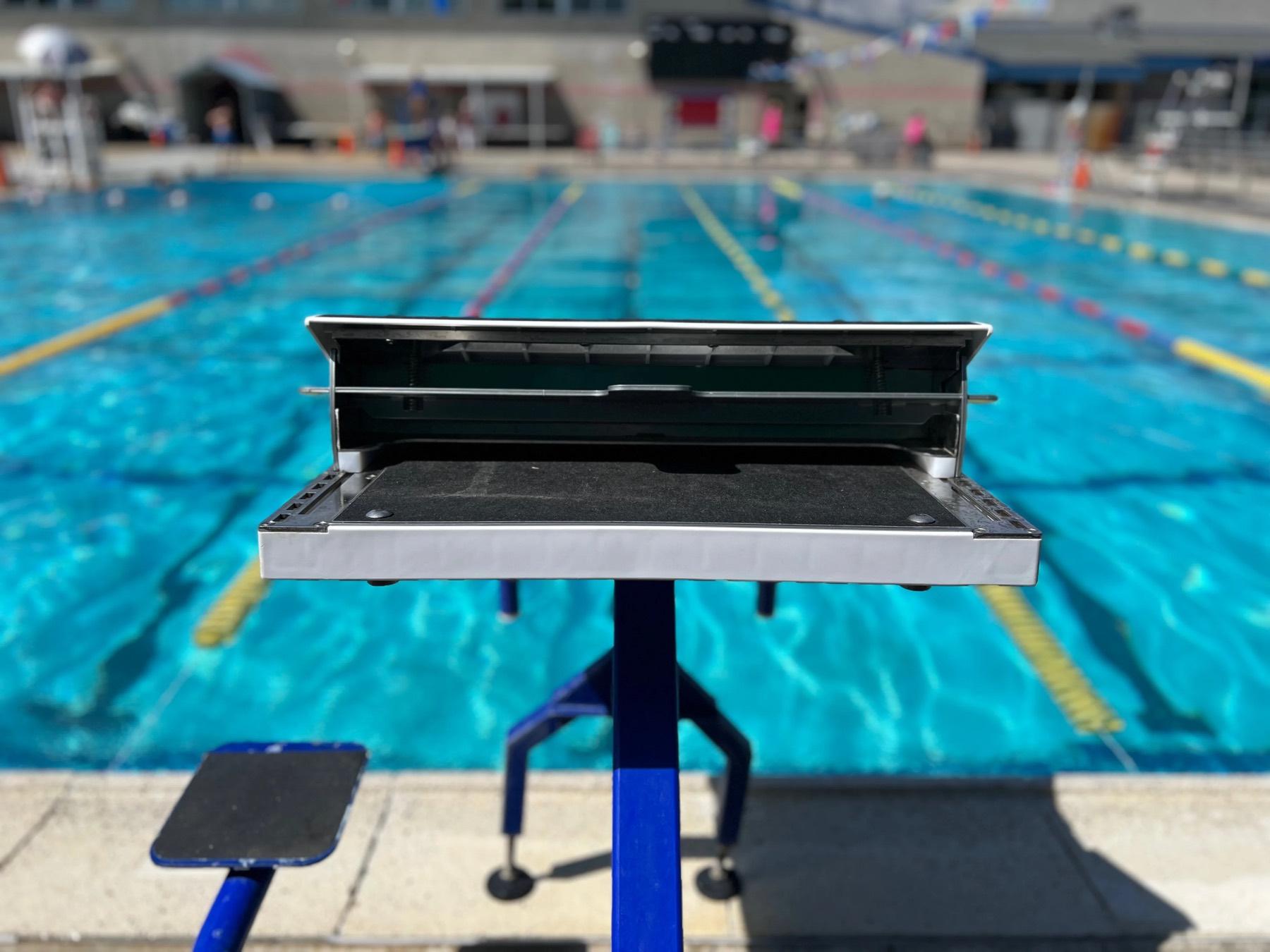 Indoor pool lanes used for swim pacing practice
