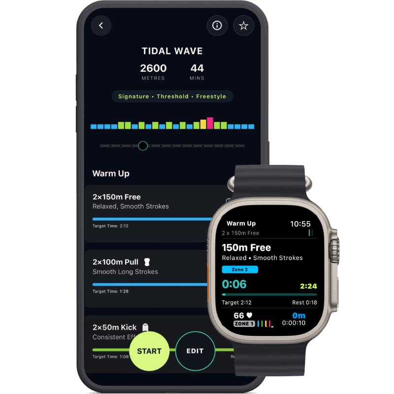 Track swims with DuoSwim on phone and watch